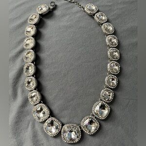 Choker style silver crystal gem necklace